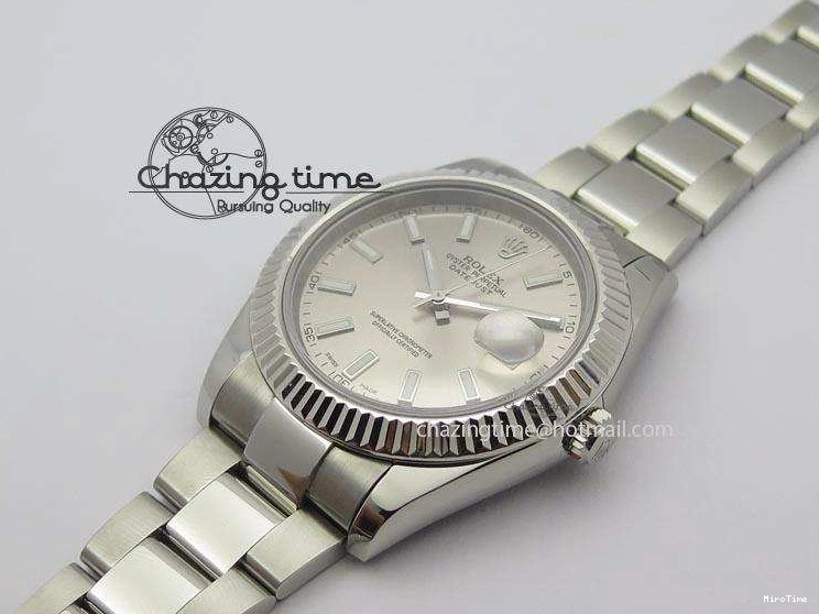 MiroTime 0213 Datejust II 116334 SS 41mm Sliver Gray Dial Sticks Markers On SS Bracelet A Cozy 3892